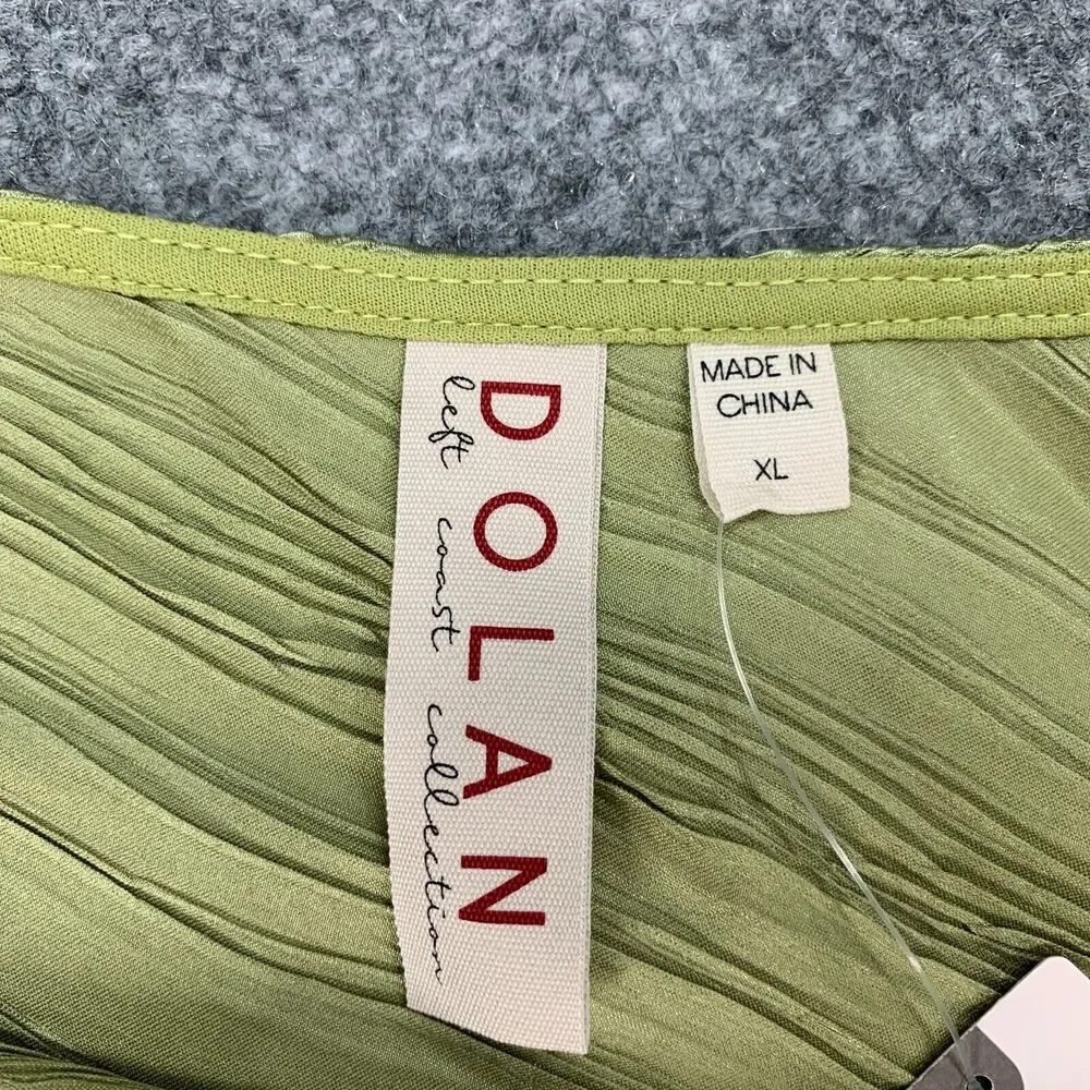 Anthropologie Dolan Tank Top Womens XL Green Pleated One Shoulder Asymmetric Hem